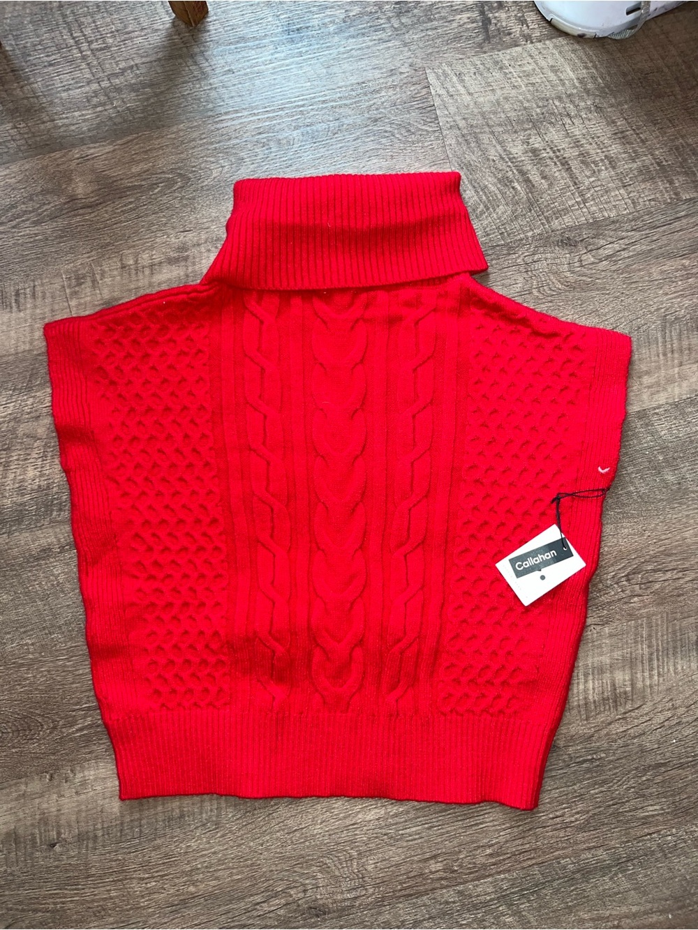 Callahan Oversized Cable Knit Red Turtleneck Vest